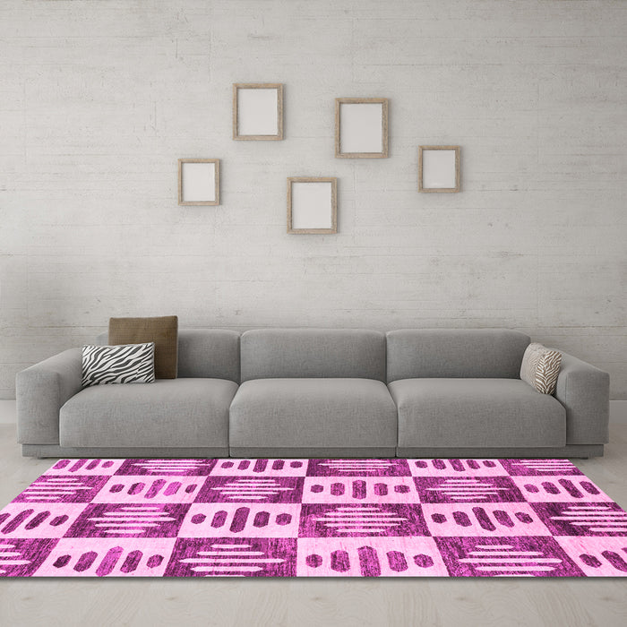 Machine Washable Oriental Pink Modern Rug in a Living Room, wshabs1823pnk