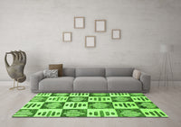 Machine Washable Oriental Green Modern Rug, wshabs1823grn