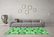 Machine Washable Oriental Emerald Green Modern Area Rugs in a Living Room,, wshabs1823emgrn