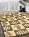 Abstract Chrome Gold Yellow Oriental Rug in Family Room, abs1823