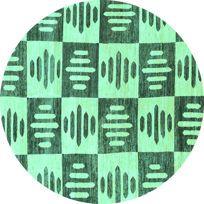 Round Machine Washable Oriental Turquoise Modern Area Rugs, wshabs1823turq