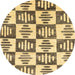 Round Abstract Chrome Gold Yellow Oriental Rug, abs1823