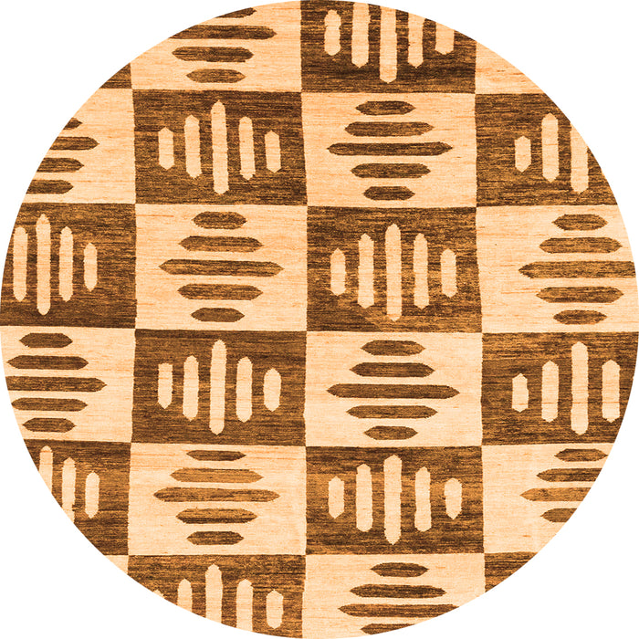 Round Machine Washable Oriental Orange Modern Area Rugs, wshabs1823org