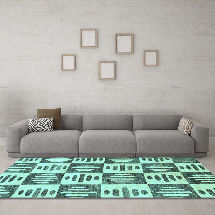 Machine Washable Oriental Light Blue Modern Rug in a Living Room, wshabs1823lblu