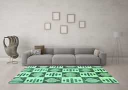 Machine Washable Oriental Turquoise Modern Area Rugs in a Living Room,, wshabs1823turq