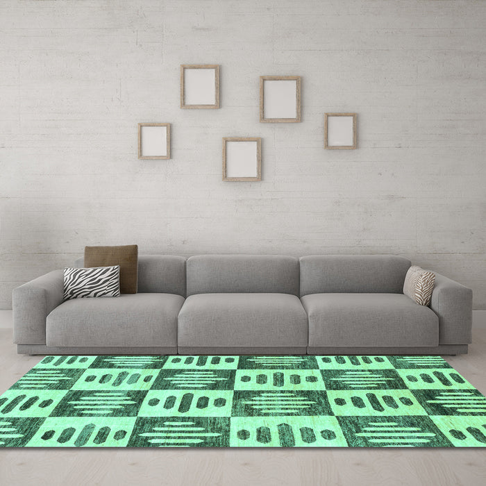 Machine Washable Oriental Turquoise Modern Area Rugs in a Living Room,, wshabs1823turq