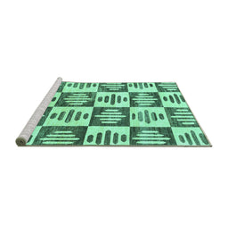 Sideview of Machine Washable Oriental Turquoise Modern Area Rugs, wshabs1823turq