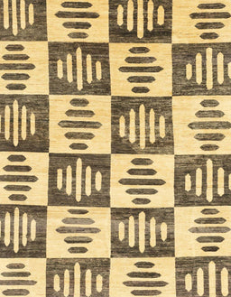 Abstract Chrome Gold Yellow Oriental Rug, abs1823