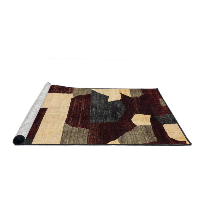 Sideview of Machine Washable Abstract Dark Almond Brown Rug, wshabs1824