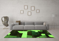 Machine Washable Oriental Green Modern Rug, wshabs1824grn