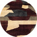 Round Machine Washable Abstract Dark Almond Brown Rug, wshabs1824