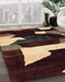 Machine Washable Abstract Dark Almond Brown Rug in a Family Room, wshabs1824