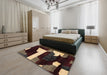 Machine Washable Abstract Dark Almond Brown Rug in a Bedroom, wshabs1824