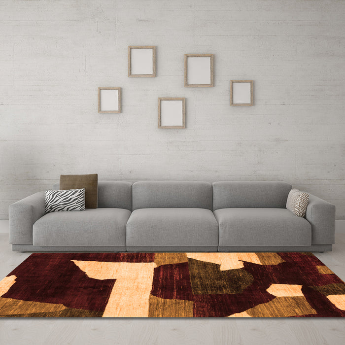 Machine Washable Oriental Orange Modern Area Rugs in a Living Room, wshabs1824org