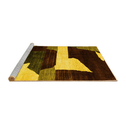 Sideview of Machine Washable Oriental Yellow Modern Rug, wshabs1824yw