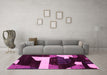 Machine Washable Oriental Pink Modern Rug in a Living Room, wshabs1824pnk