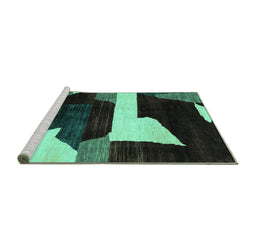 Sideview of Machine Washable Oriental Turquoise Modern Area Rugs, wshabs1824turq