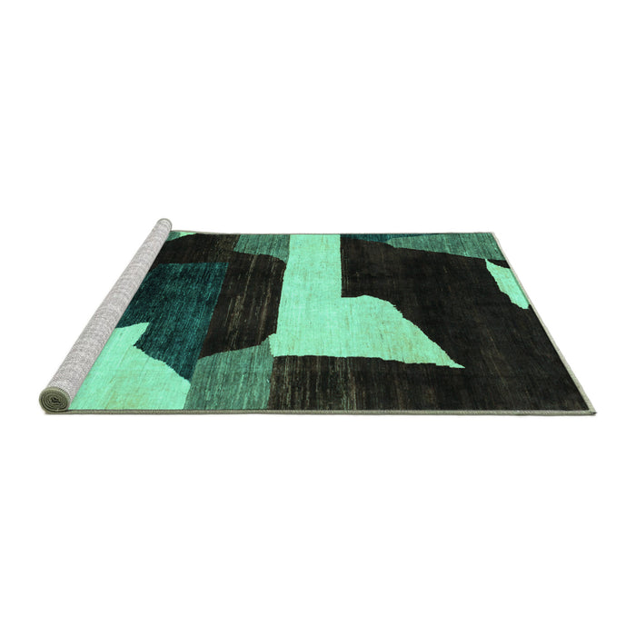 Sideview of Machine Washable Oriental Turquoise Modern Area Rugs, wshabs1824turq
