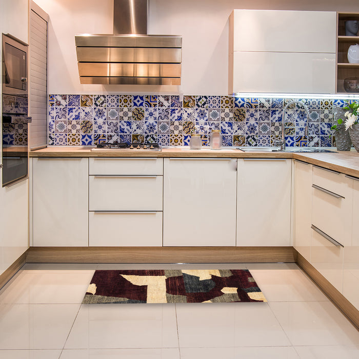 Abstract Dark Almond Brown Oriental Rug in a Kitchen, abs1824
