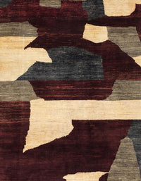 Machine Washable Abstract Dark Almond Brown Rug, wshabs1824