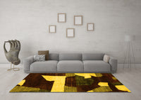 Machine Washable Oriental Yellow Modern Rug, wshabs1824yw