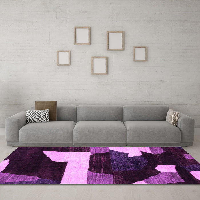 Machine Washable Oriental Purple Modern Area Rugs in a Living Room, wshabs1824pur