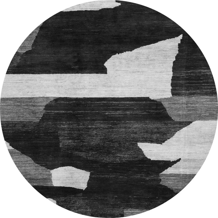 Round Machine Washable Oriental Gray Modern Rug, wshabs1824gry