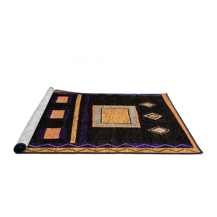 Sideview of Machine Washable Abstract Sienna Brown Rug, wshabs1825