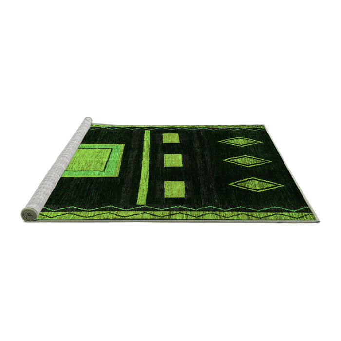 Sideview of Machine Washable Oriental Green Modern Area Rugs, wshabs1825grn