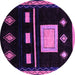 Round Machine Washable Oriental Purple Modern Area Rugs, wshabs1825pur