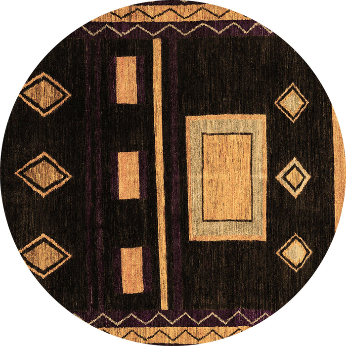 Round Oriental Brown Modern Rug, abs1825brn