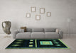 Machine Washable Oriental Turquoise Modern Area Rugs in a Living Room,, wshabs1825turq