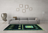 Machine Washable Oriental Turquoise Modern Rug, wshabs1825turq