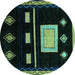 Round Oriental Turquoise Modern Rug, abs1825turq