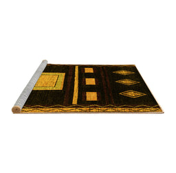 Sideview of Machine Washable Oriental Yellow Modern Rug, wshabs1825yw