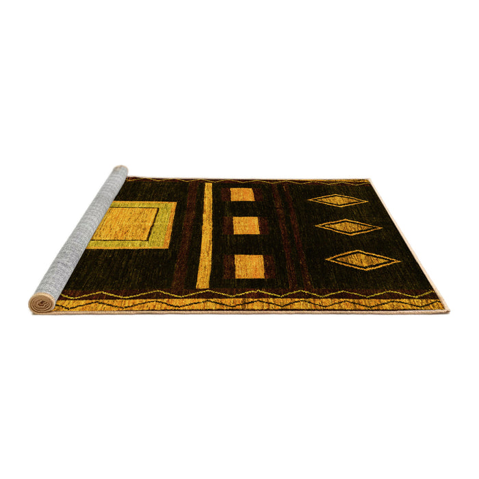 Sideview of Machine Washable Oriental Yellow Modern Rug, wshabs1825yw
