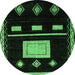 Round Machine Washable Oriental Emerald Green Modern Area Rugs, wshabs1825emgrn