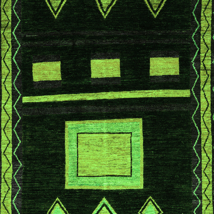 Machine Washable Oriental Green Modern Area Rugs, wshabs1825grn