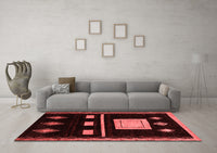 Machine Washable Oriental Red Modern Rug, wshabs1825red