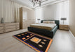 Abstract Sienna Brown Oriental Rug in a Bedroom, abs1825