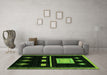 Machine Washable Oriental Green Modern Area Rugs in a Living Room,, wshabs1825grn