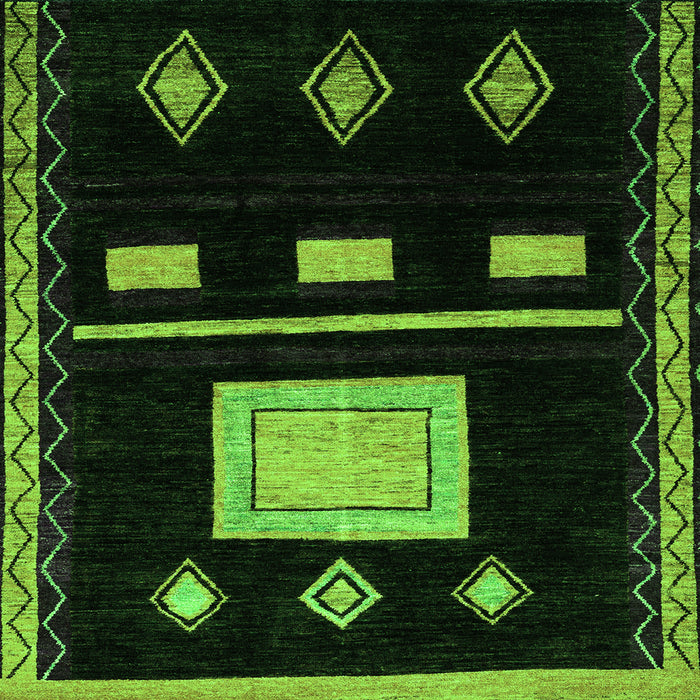 Square Machine Washable Oriental Green Modern Area Rugs, wshabs1825grn