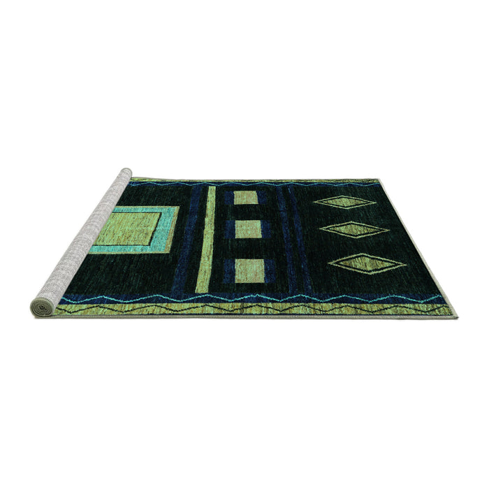 Sideview of Machine Washable Oriental Turquoise Modern Area Rugs, wshabs1825turq