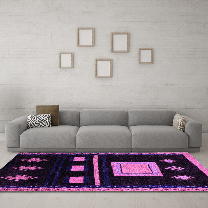 Machine Washable Oriental Purple Modern Area Rugs in a Living Room, wshabs1825pur