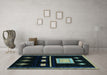 Machine Washable Oriental Light Blue Modern Rug in a Living Room, wshabs1825lblu