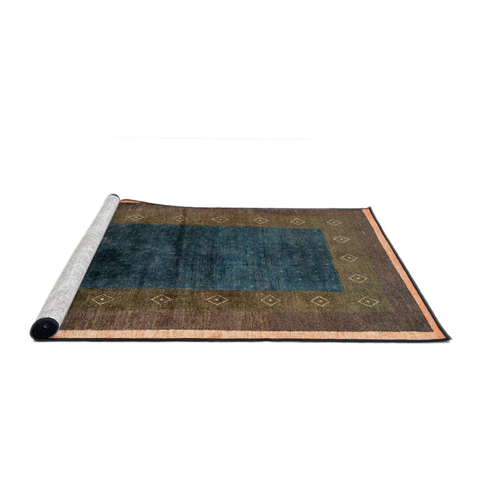 Sideview of Machine Washable Abstract Dark Almond Brown Rug, wshabs1826