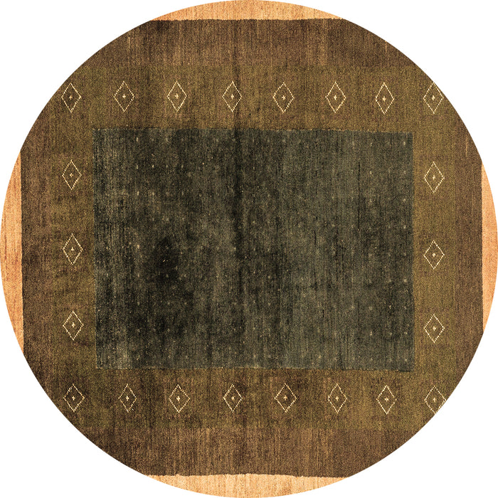 Round Machine Washable Oriental Brown Modern Rug, wshabs1826brn