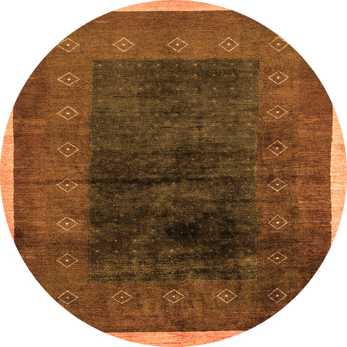 Round Machine Washable Oriental Orange Modern Area Rugs, wshabs1826org
