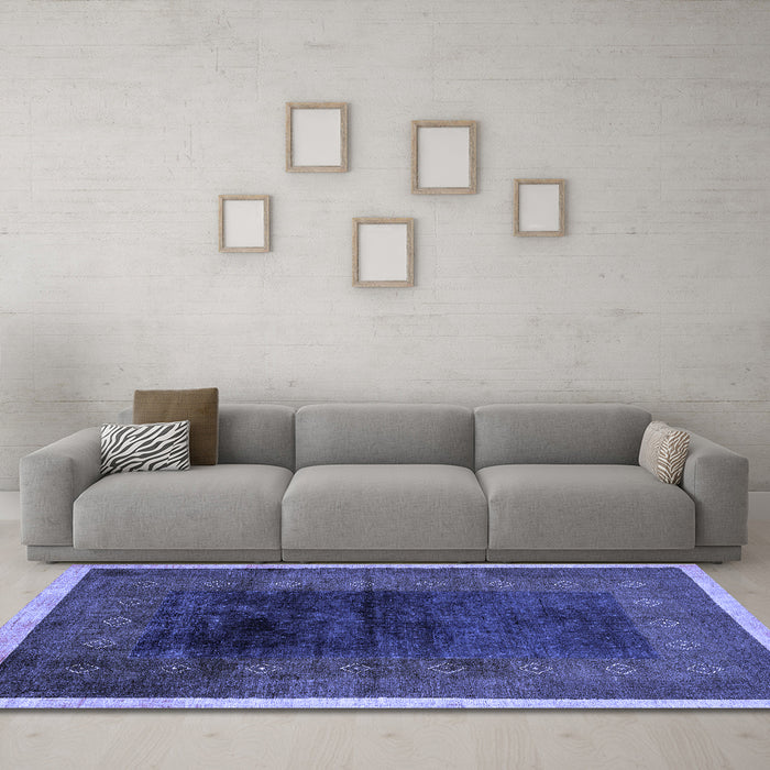 Machine Washable Oriental Blue Modern Rug in a Living Room, wshabs1826blu