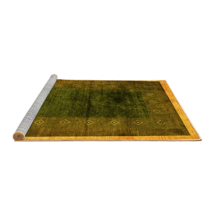 Sideview of Machine Washable Oriental Yellow Modern Rug, wshabs1826yw